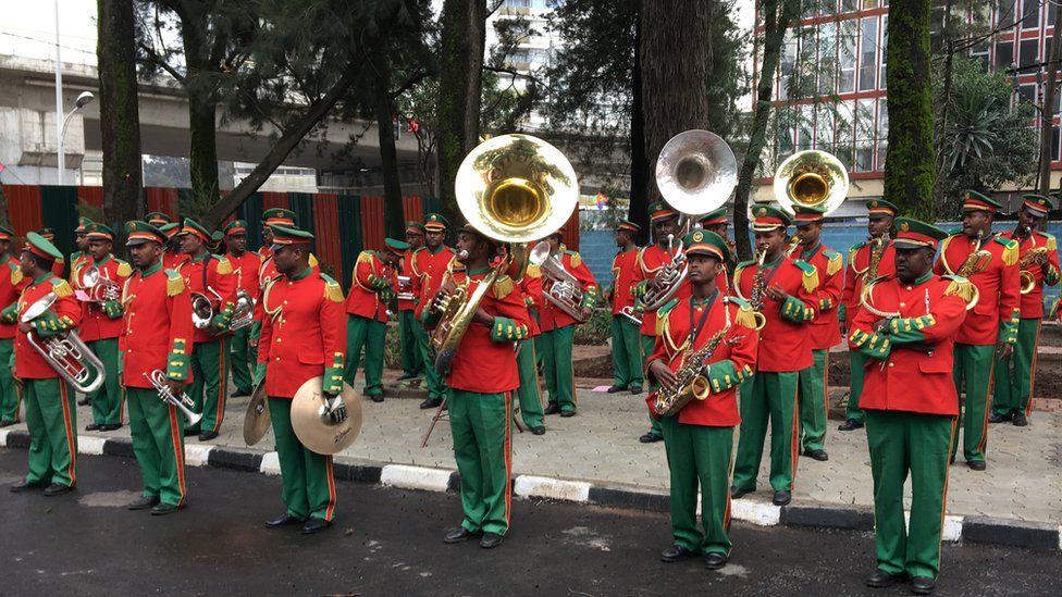 Band outside the Eritrean embassy