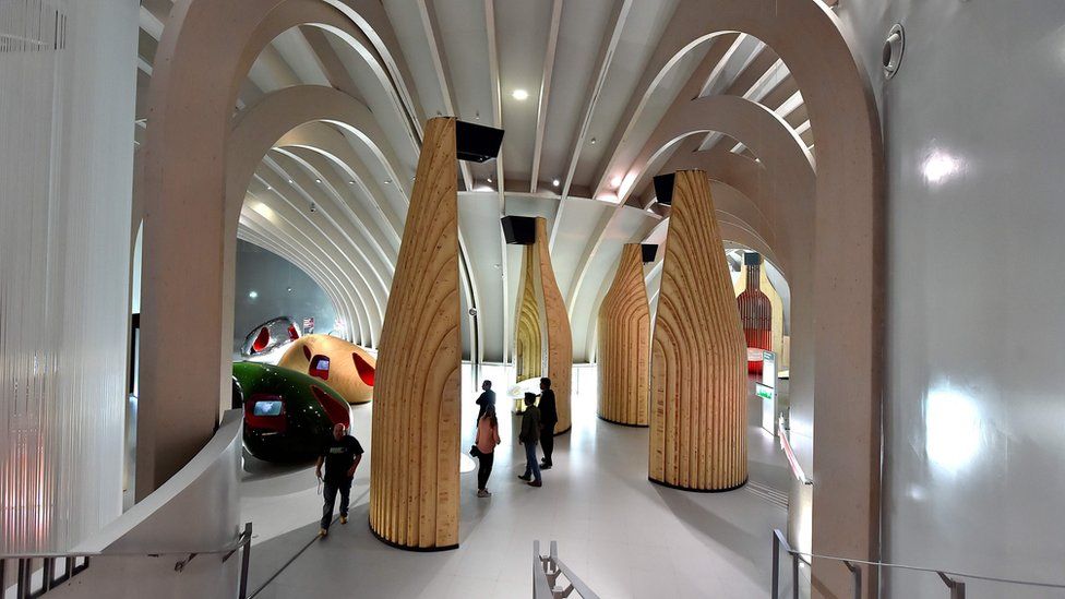 A picture taken on 24 May 2016 shows one of the exhibition rooms of the new Bordeaux's wine museum, in Bordeaux