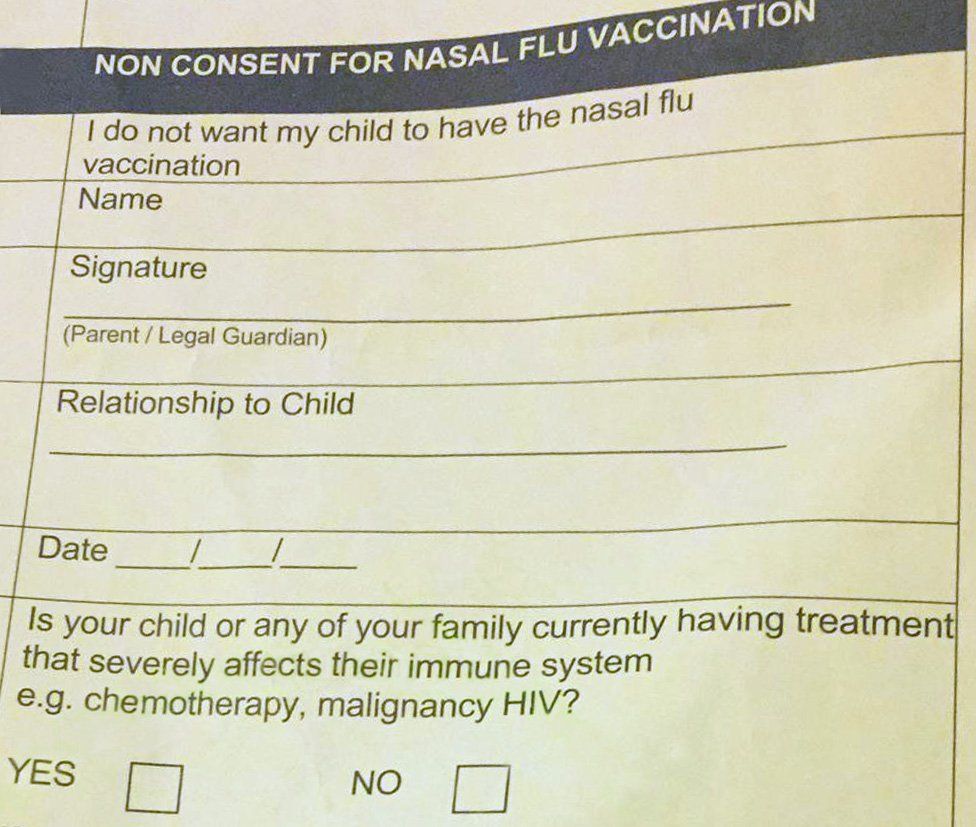 Apology over confusing Newcastle flu vaccination form BBC News
