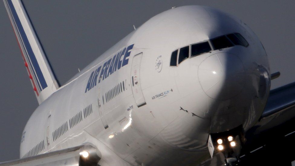 An Air France Boeing 777 aircraft lands at the Charles de Gaulle International Airport in Roissy, near Paris, France in this October 27, 2015 file photo