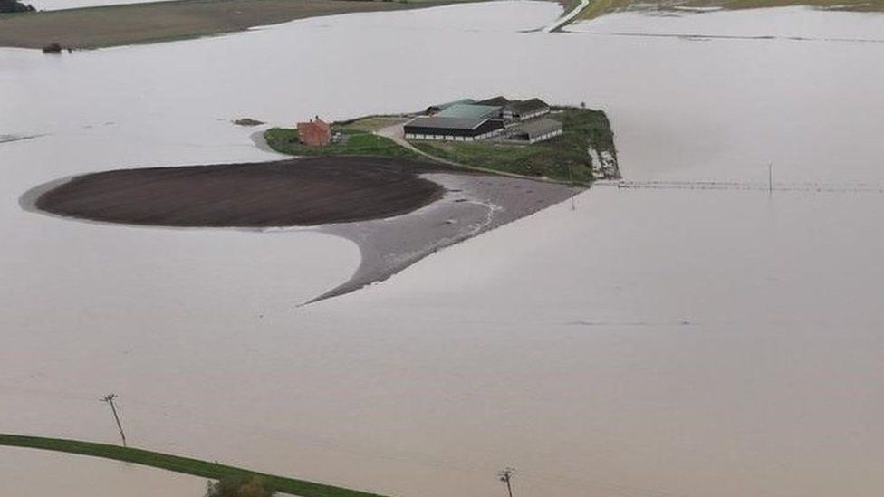 A farm is left marooned in Short Ferry near Stainfield