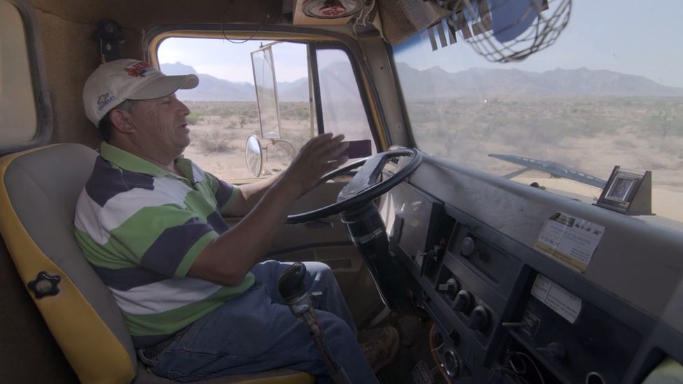 Joes Puebla Ortiz in his truck