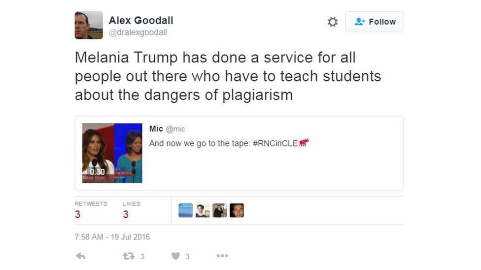 Melania Trump has done a service for all people out there who have to teach students about the dangers of plagiarism