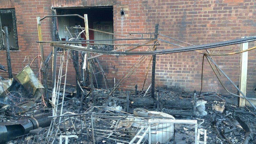 Damage caused by fire in Writtle