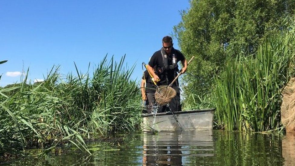Environment Agency workers on the Norfolk Broads