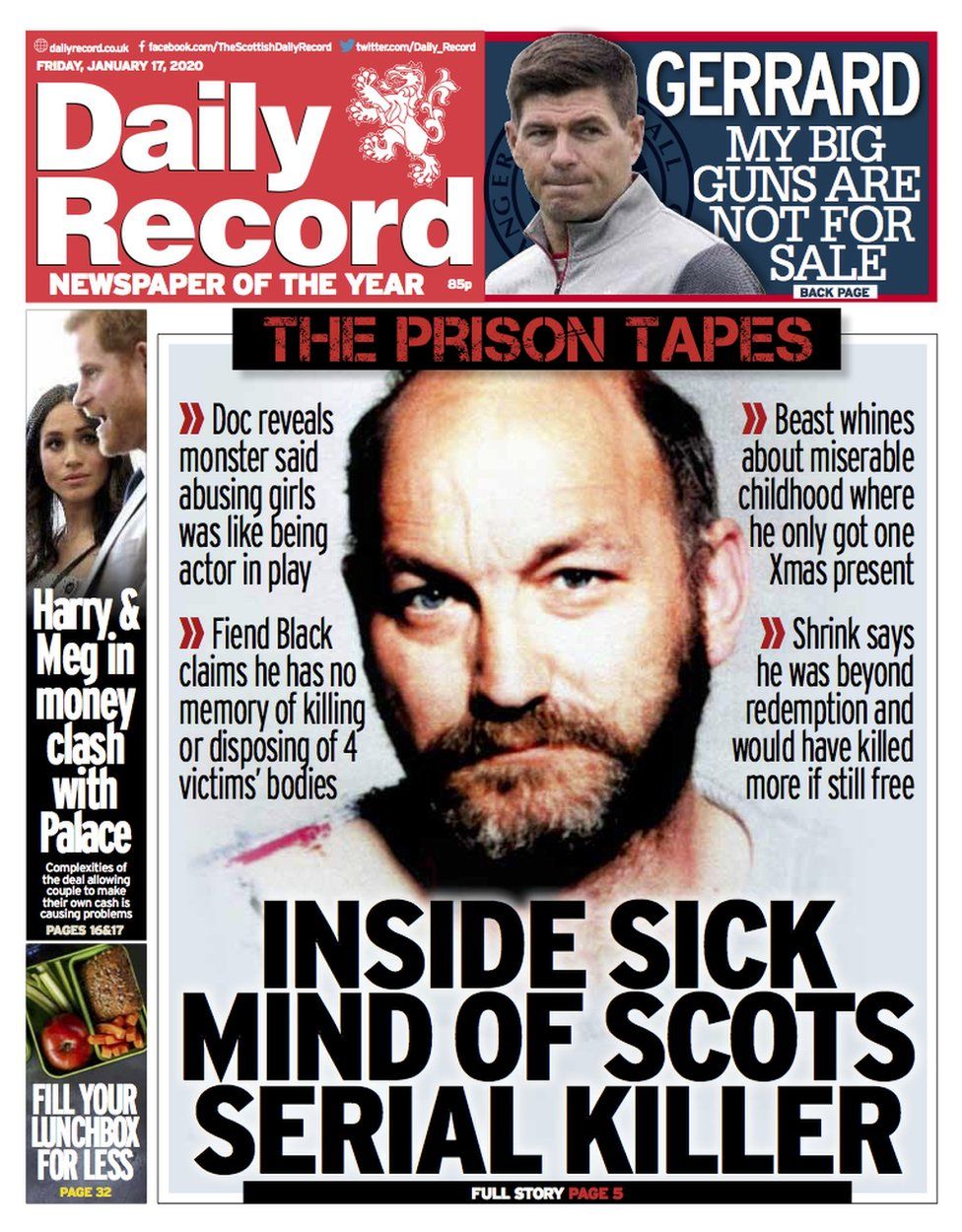 Scotland's papers Scots firms fund militia and killer's prison tapes