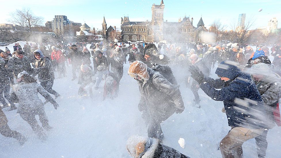 Toronto snowball fight