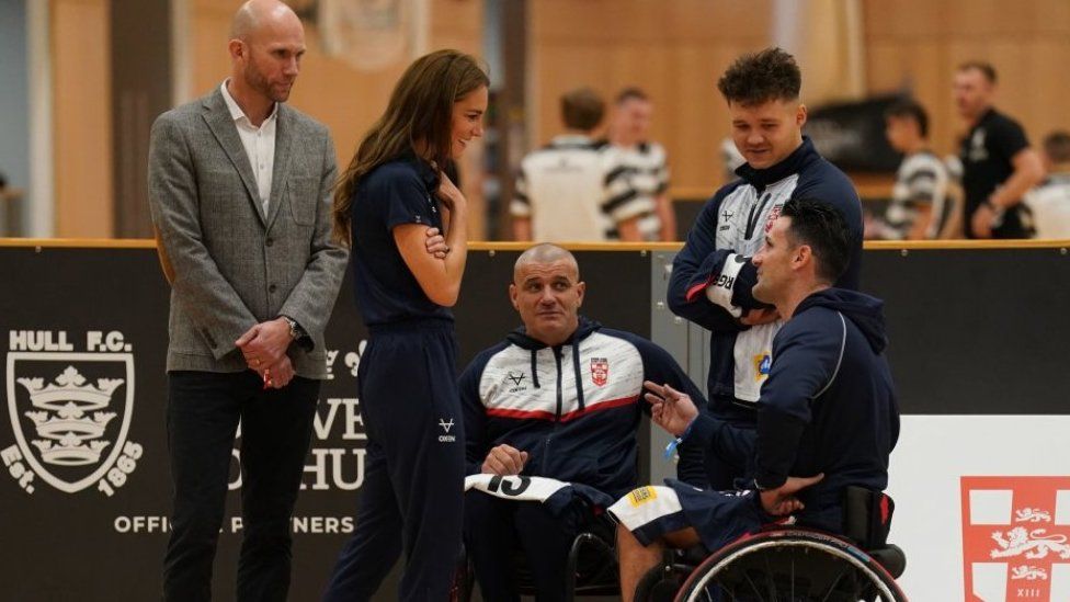 The Princess of Wales, Patron of the Rugby Football League, met players from England's World Cup-winning wheelchair rugby league squad