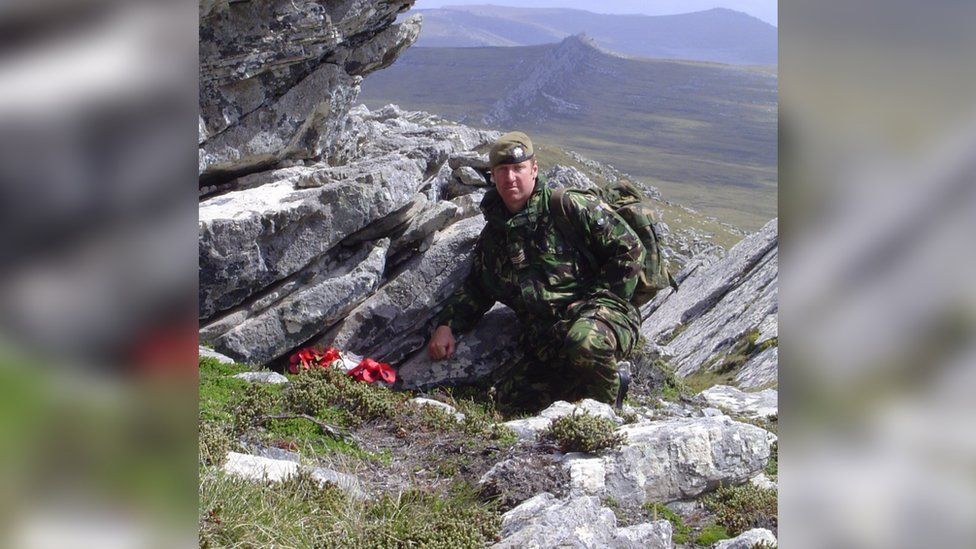 Sgt Jamie Simeon pictured at the spot where his father Sgt John Jamieson Simeon was killed in action