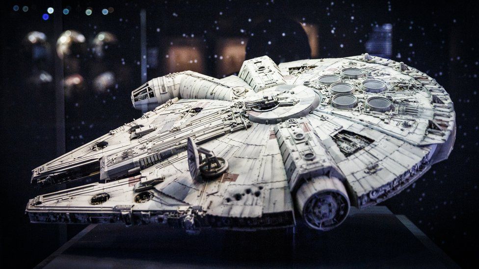 An original model of the Millennium Falcon is displayed at the Star Wars Identities exhibition at the O2 Arena on November 11, 2016.