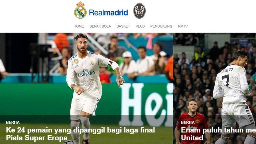 Detail from Real Madrid's Indonesia website