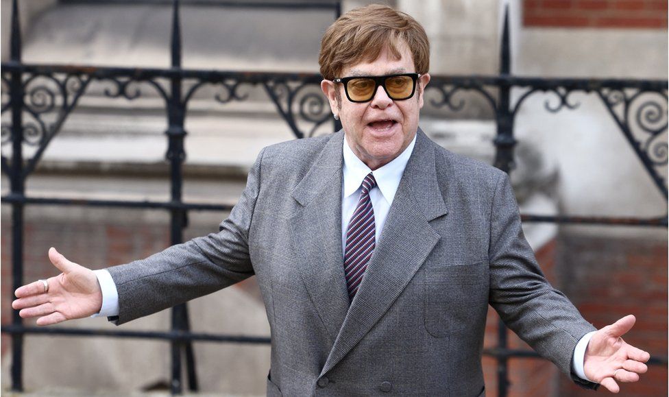 Sir Elton John outside the High Court