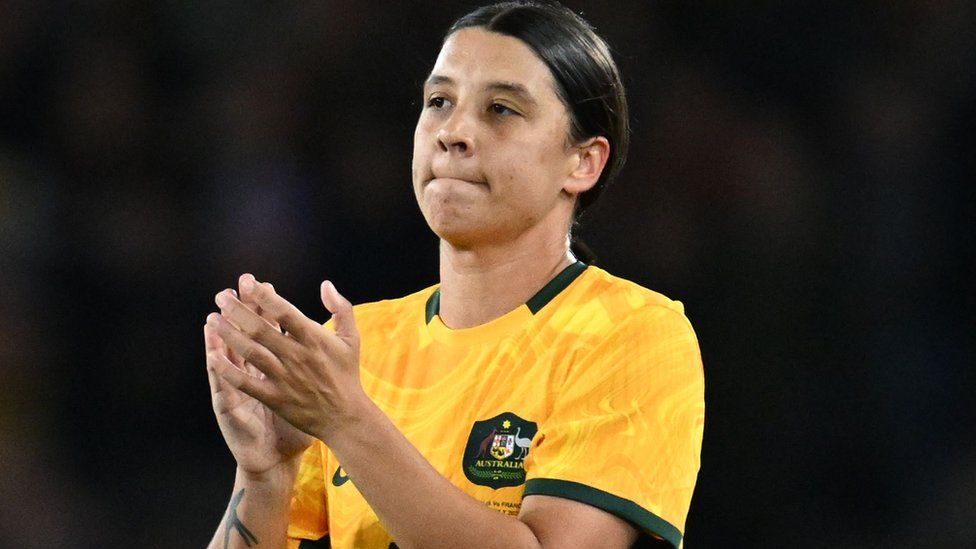 Sam Kerr during an Australia v France friendly match ahead of the Women's World Cup