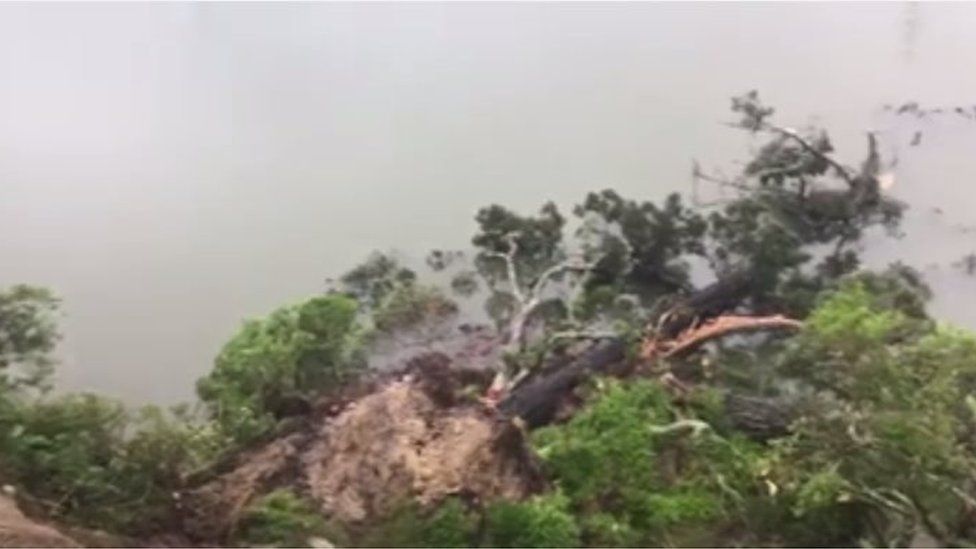 Picture of landslip near Auckland as Cyclone Cook approached on 13 April 2017