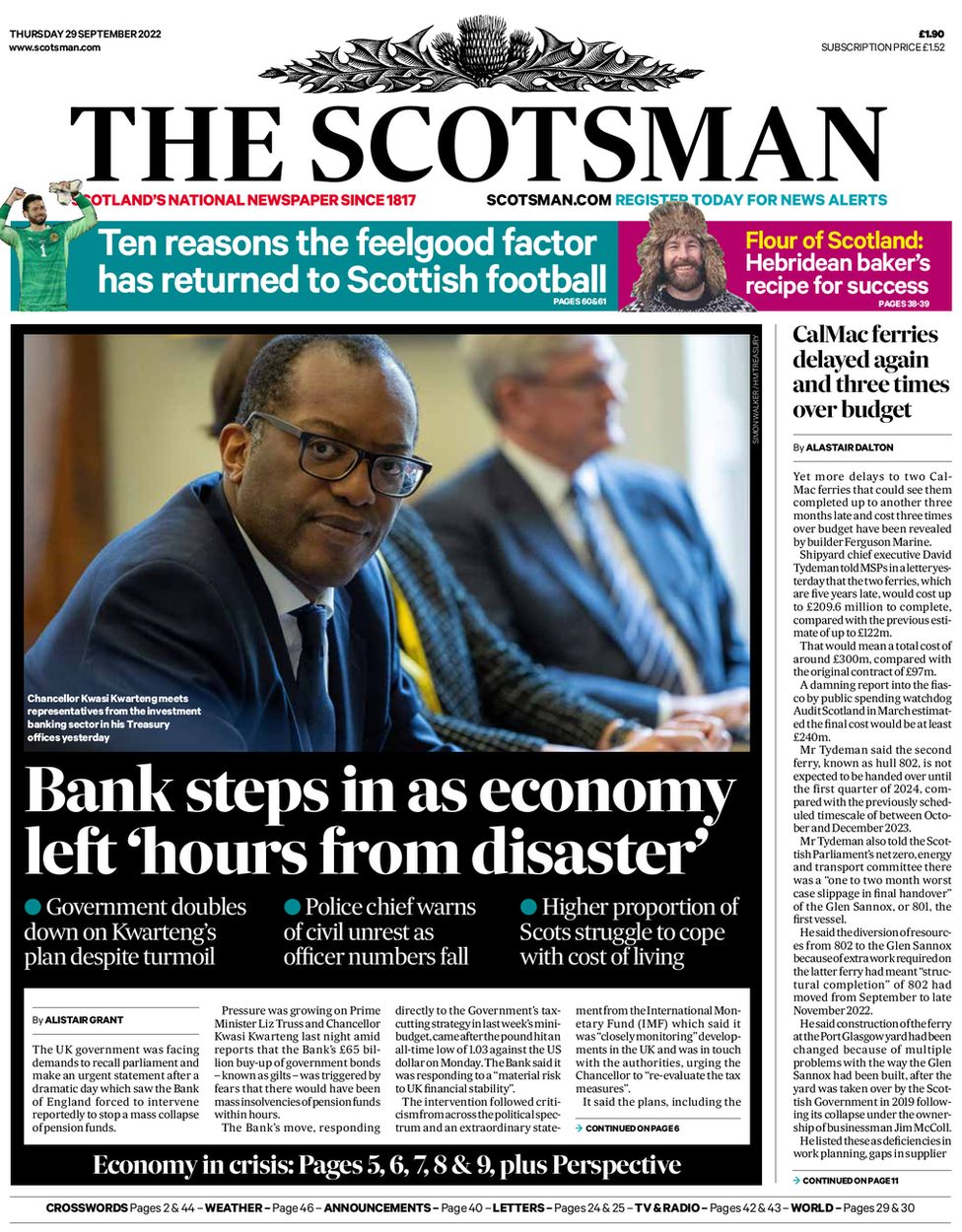 Scotlands papers Emergency Bank bailout and PM missing in crisis bilde