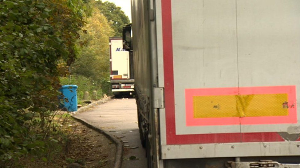 Lorries parked in layby