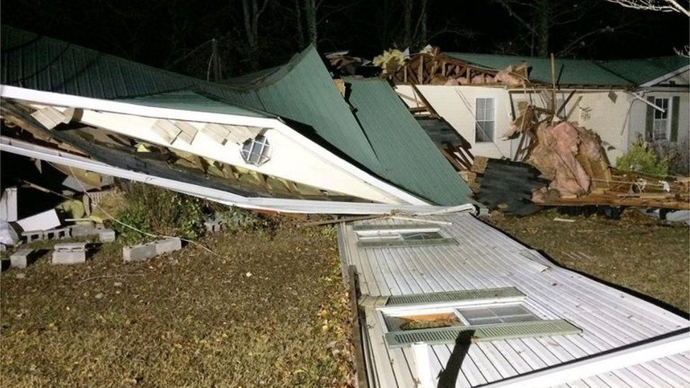Storm damage in the Arley area of Winston County, Alabama.