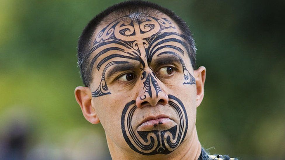 UNITED KINGDOM - JUNE 10: Traditional tattoos on face of Maori warrior