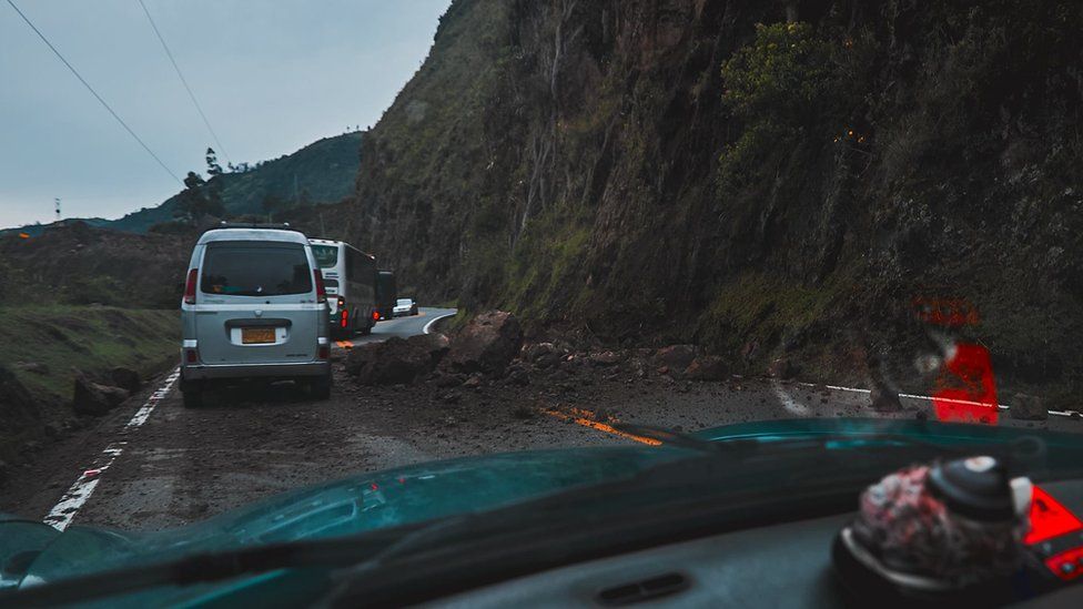 Rock fall in Colombia