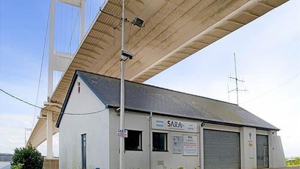 The Severn Area Rescue Association base is under the bridge
