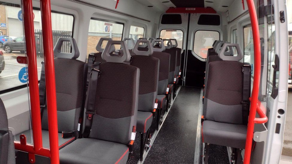 Inside an Oxfordshire County Council minibus
