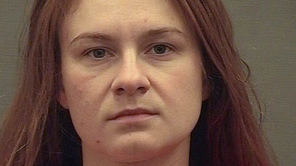 Maria Butina appears in a police booking photograph released by the Alexandria Sheriff"s Office in Alexandria, Virginia, U.S. August 18, 2018