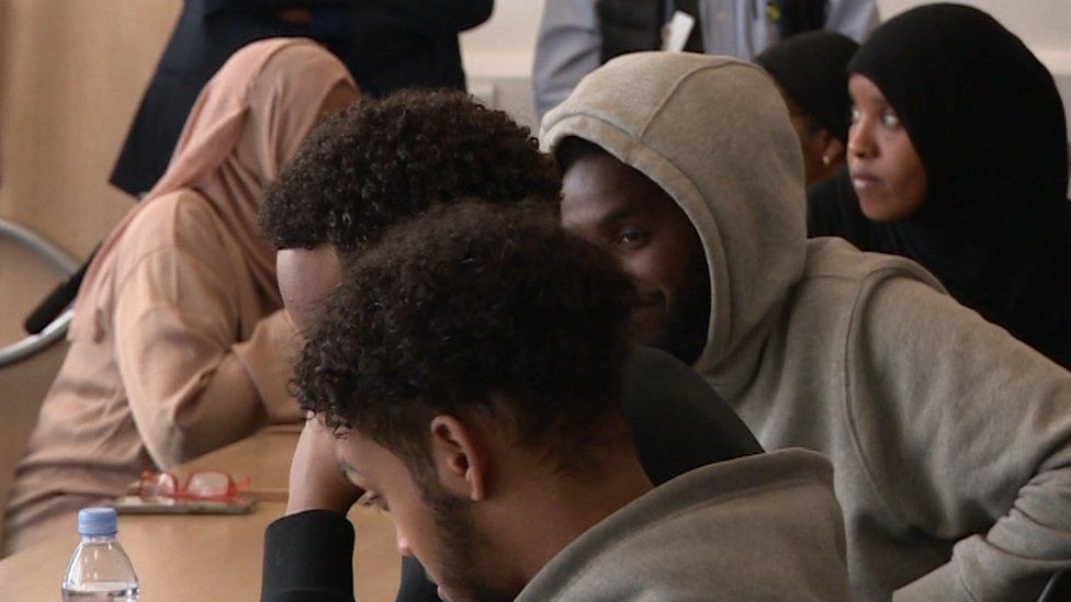 Young people at a recruitment event in Hayes, west London