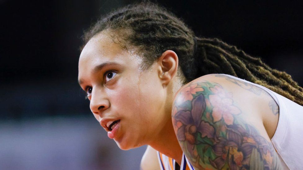 Brittney Griner #42 of the Phoenix Mercury is seen during the game against the Indiana Fever at Indiana Farmers Coliseum on September 4, 2021 in Indianapolis, Indiana.