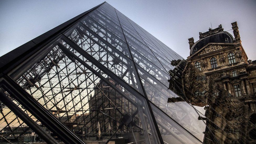 The glass pyramid at the Louvre Museum