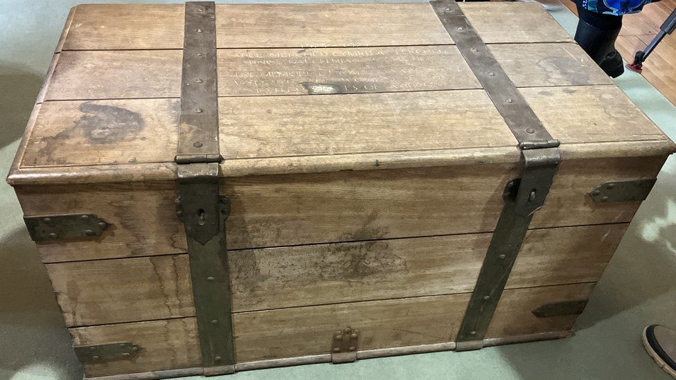a wooden chest