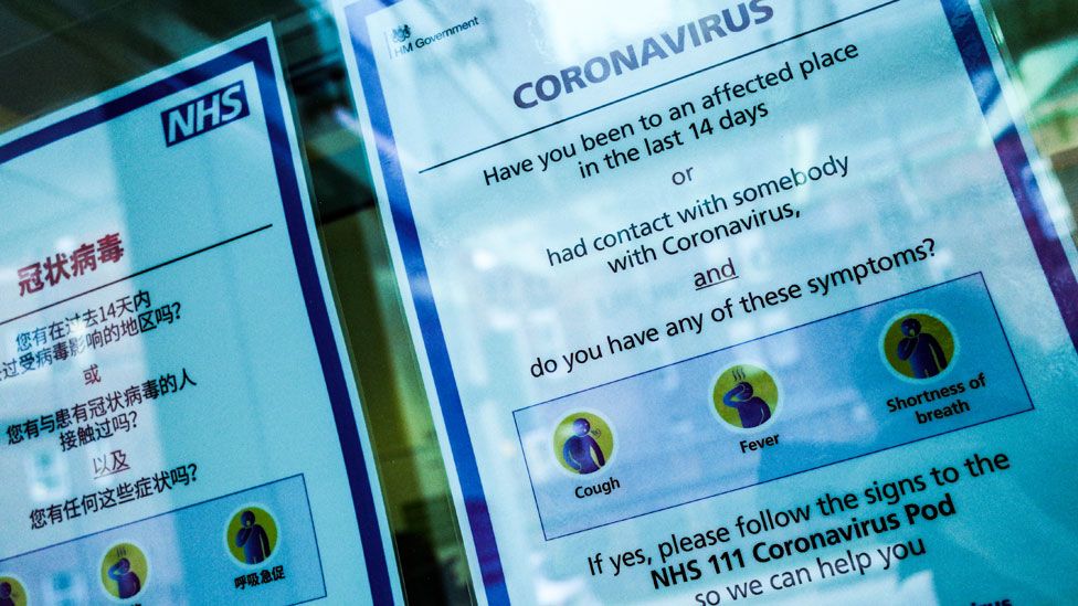 Warning sign on coronavirus