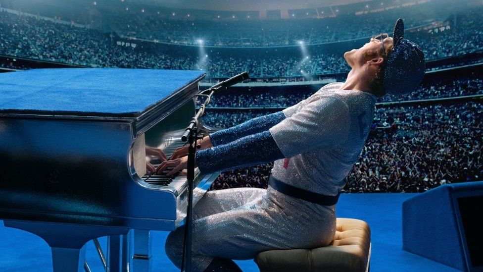 Taron Egerton as Elton John in the film Rocketman