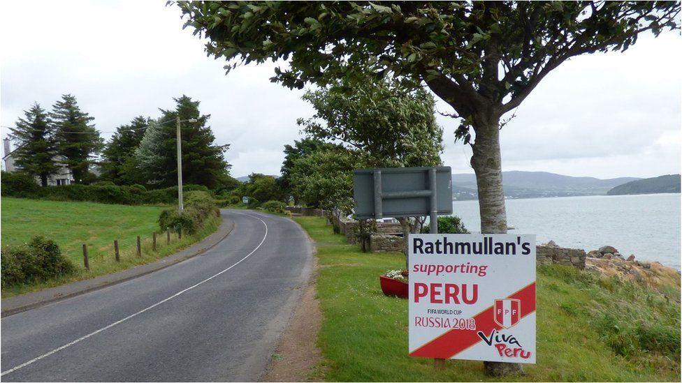 Peru supporter's sign outside Rathmullan