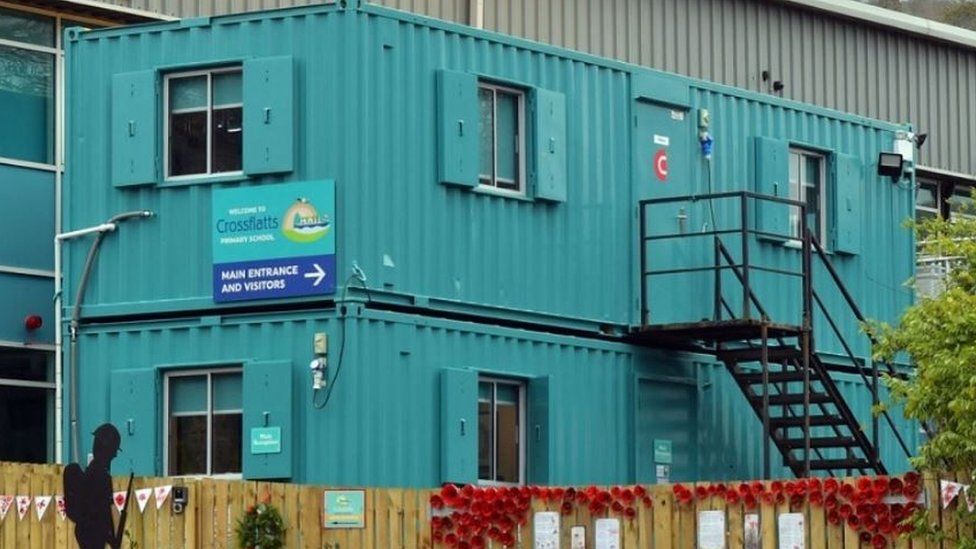 Temporary classrooms at Crossflatts primary