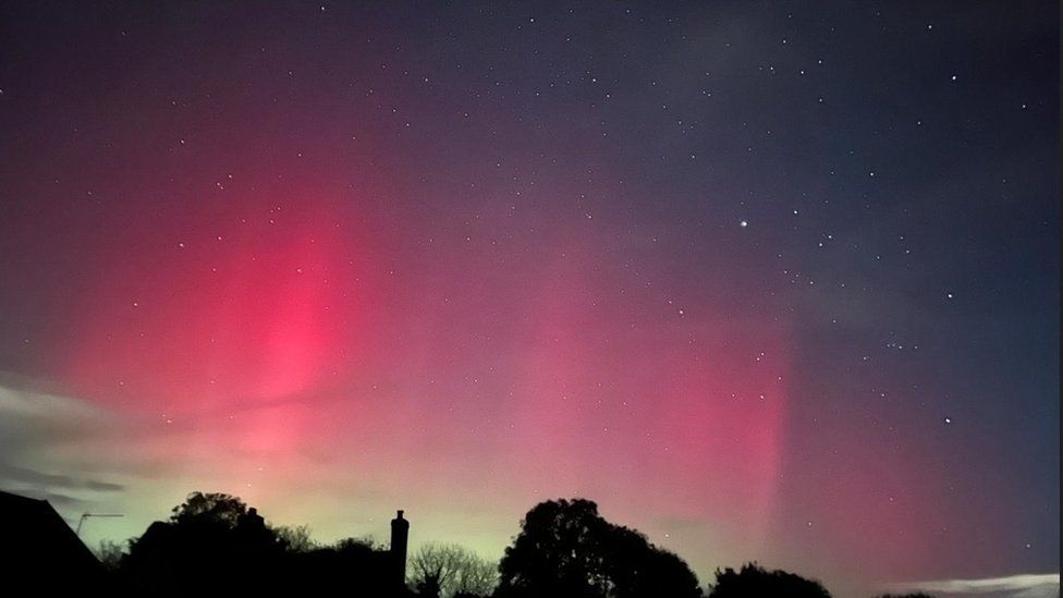 Northern lights seen from seen from Hingham, Norfolk