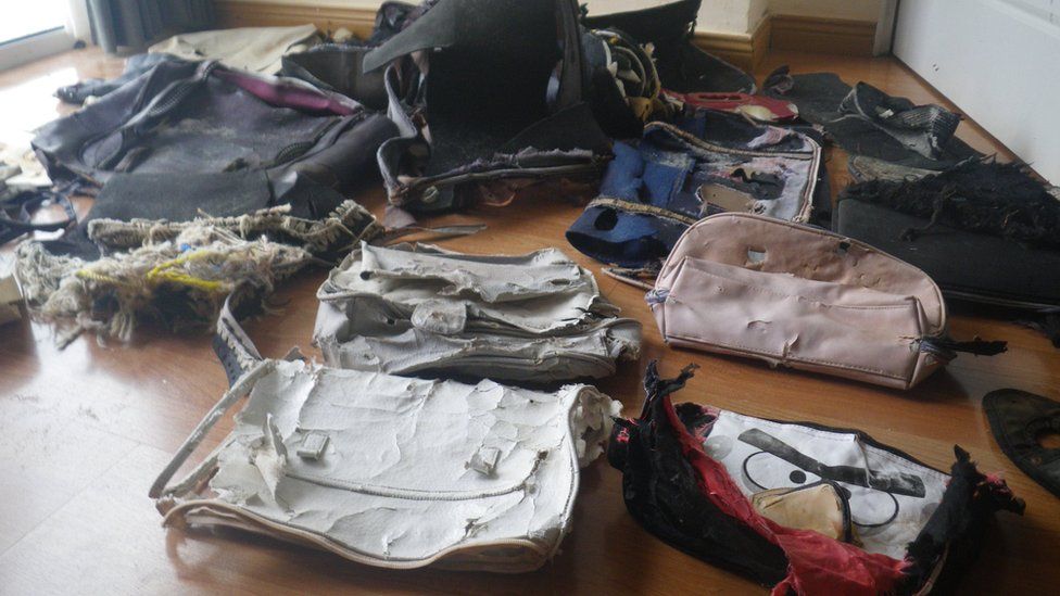 Items of luggage found on a beach in Madagascar which might possibly be from missing flight Malaysian Airlines MH370 in 2016