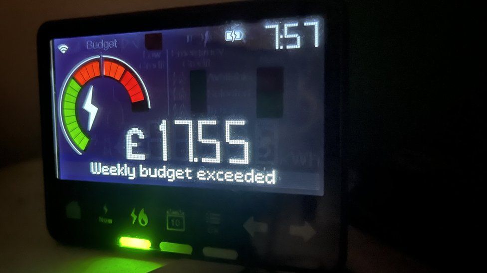 Energy metre that says "weekly budget exceeded"