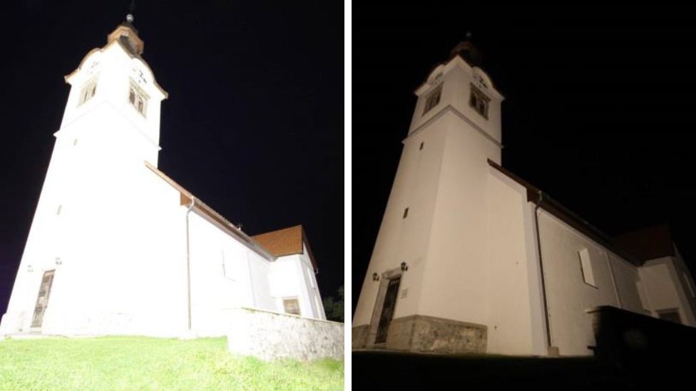 Church in Slovenia that was re-lit as part of a dark sky initiative
