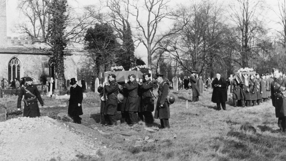Wartime funeral at St Mary and St Andrew in Whittlesford, Cambridgeshire