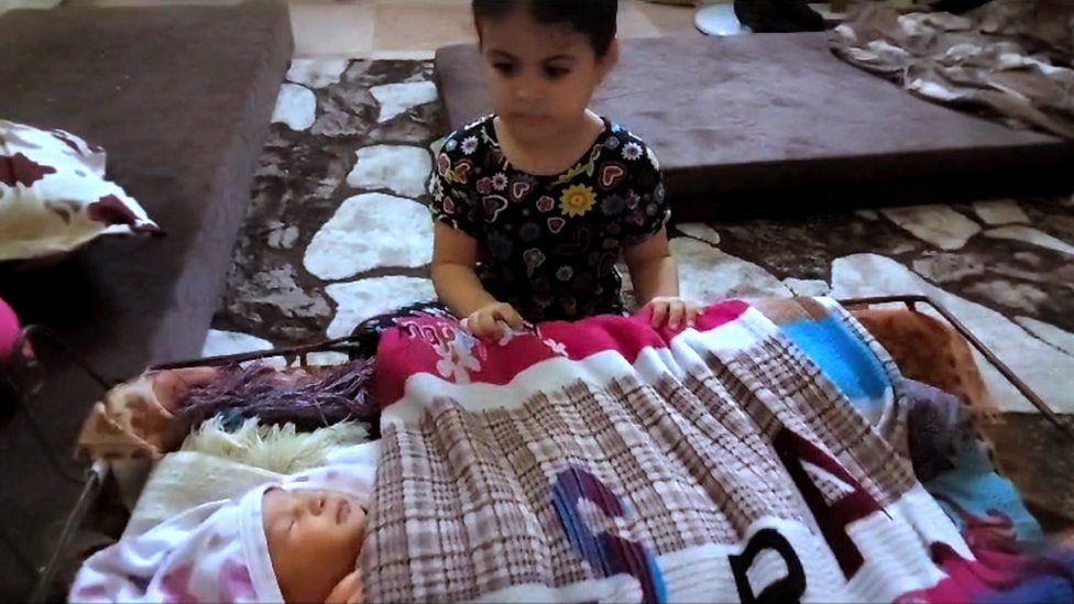 Jumana's daughters - Tulin (aged four) and baby Talia