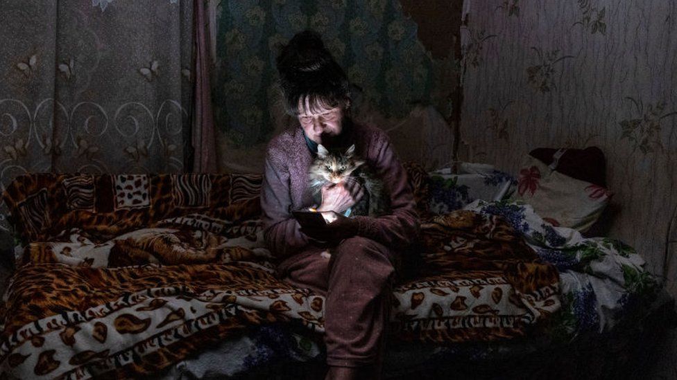 A Ukrainian woman and her cat