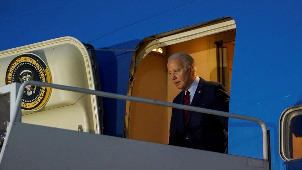 Joe Biden disembarks Air Force One