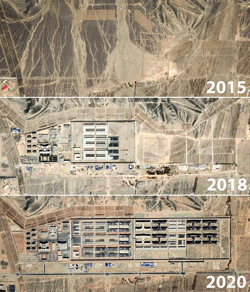 Satellite images show the rapid construction of a large camp near Dabancheng in Xinjiang