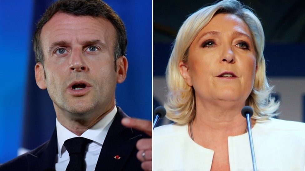 Composite picture of Emmanuel Macron and Marine Le Pen