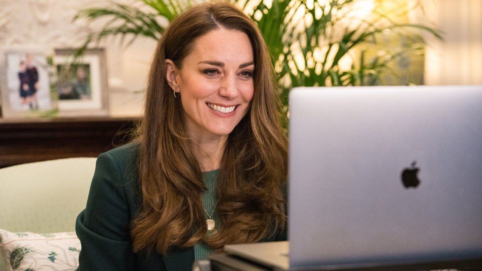 The Duchess of Cambridge during a video call with parents
