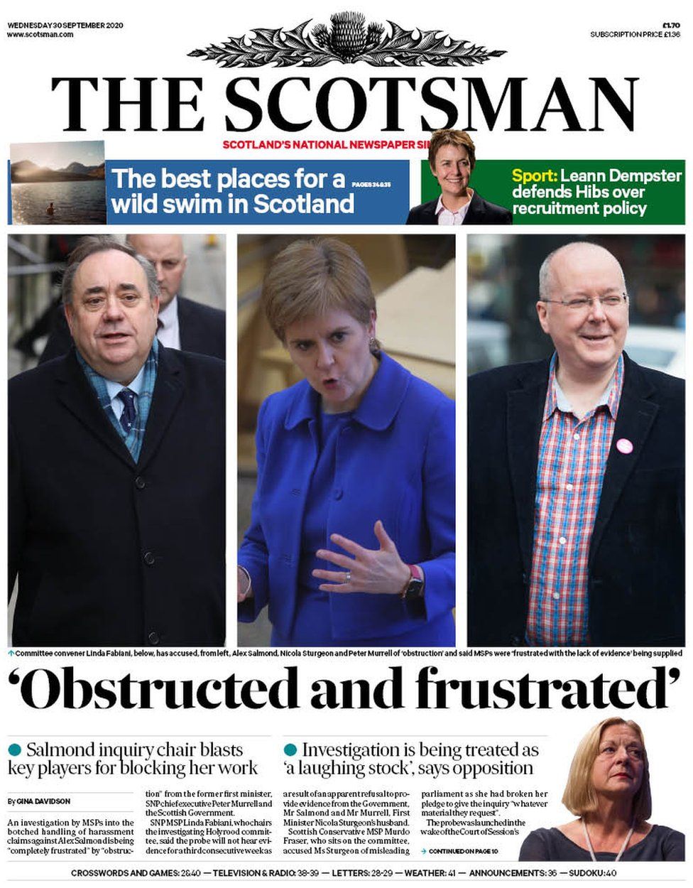 Scotland's papers Cancer checks missed and 'lockdown hotel' deaths