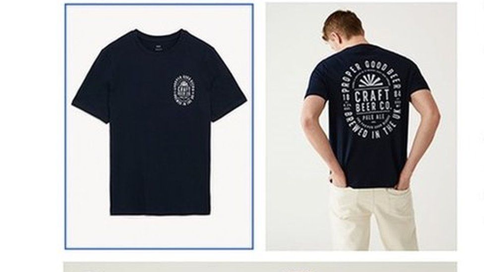 A screen shot of the M&S web page showing the t-shirt