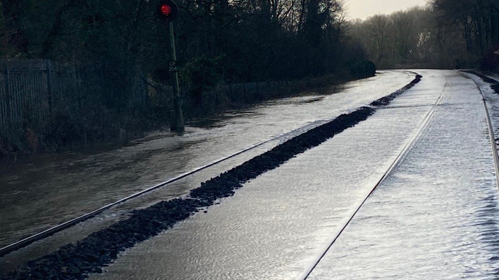 Flooding between Cardiff and Bridgend