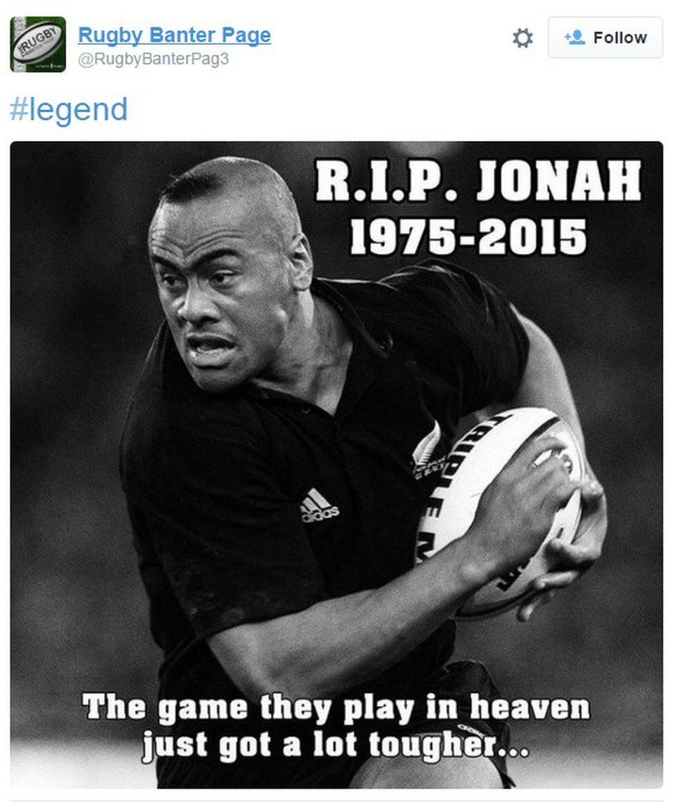 Rugby Banter Page tweeted "#legend"