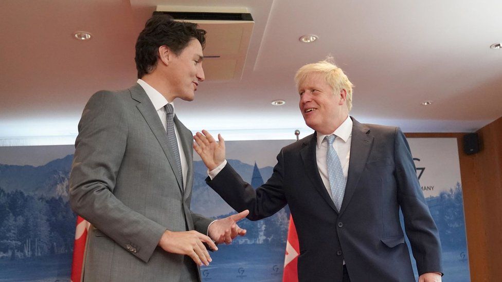 Justin Trudeau and Boris Johnson